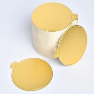 Mini Gold Cake Boards – Square Pastry Cardboard Base for Desserts, Durable Golden Paper Boards for Mini Cakes, Mousse, Bakery & Display (Circular)